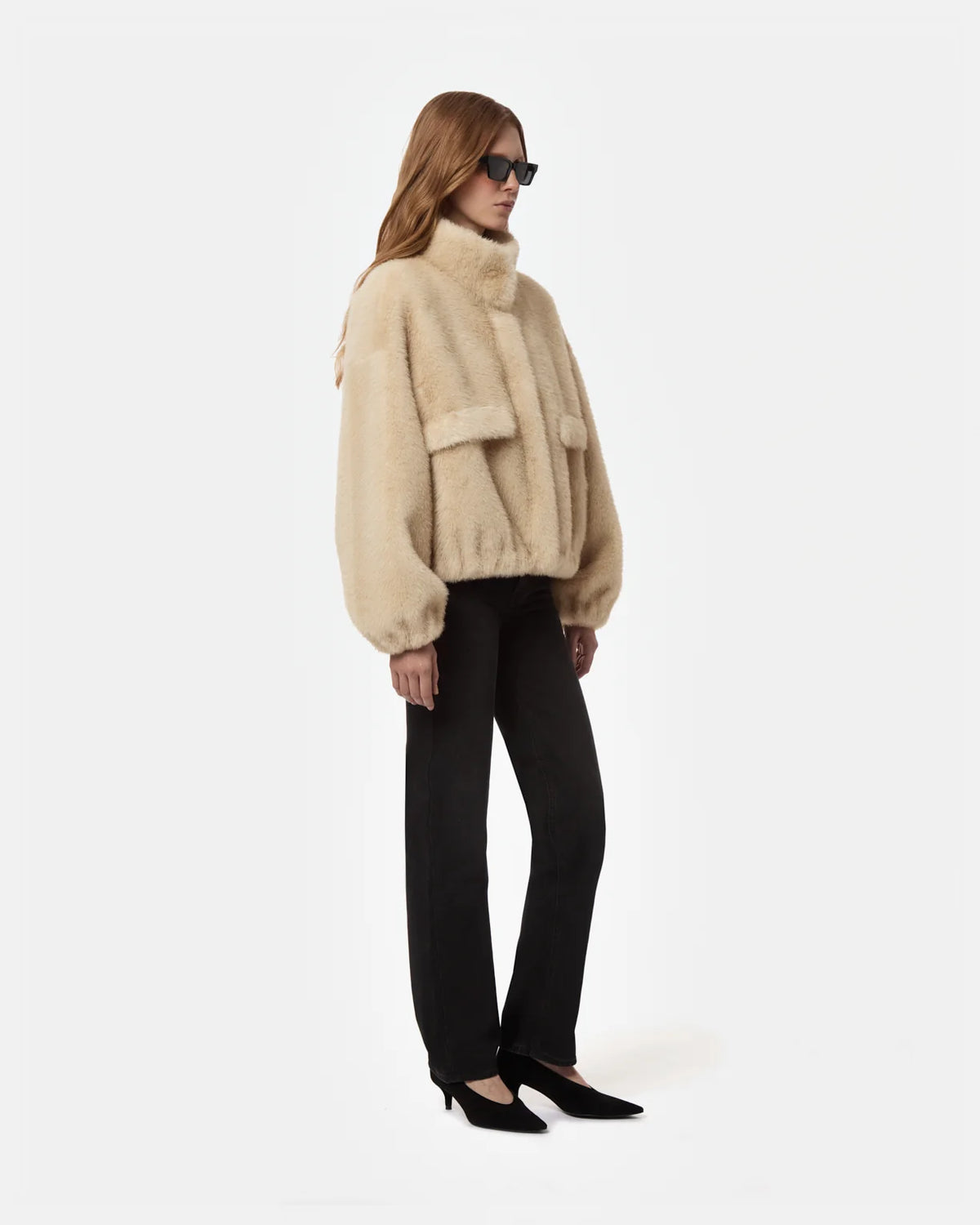 Iris Mink Bomberjacke Latte Multi