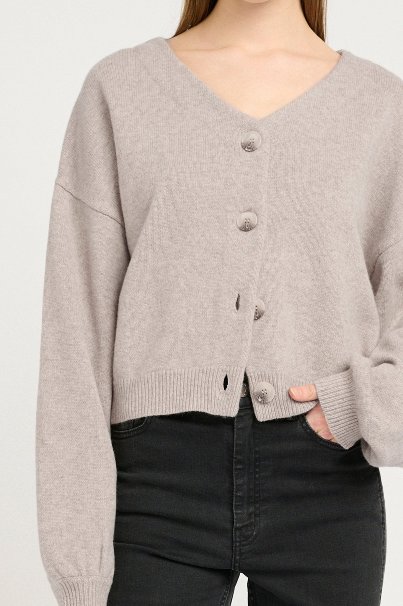 ManziGZ wool cardigan noos string melange - HEY LOU STUDIO