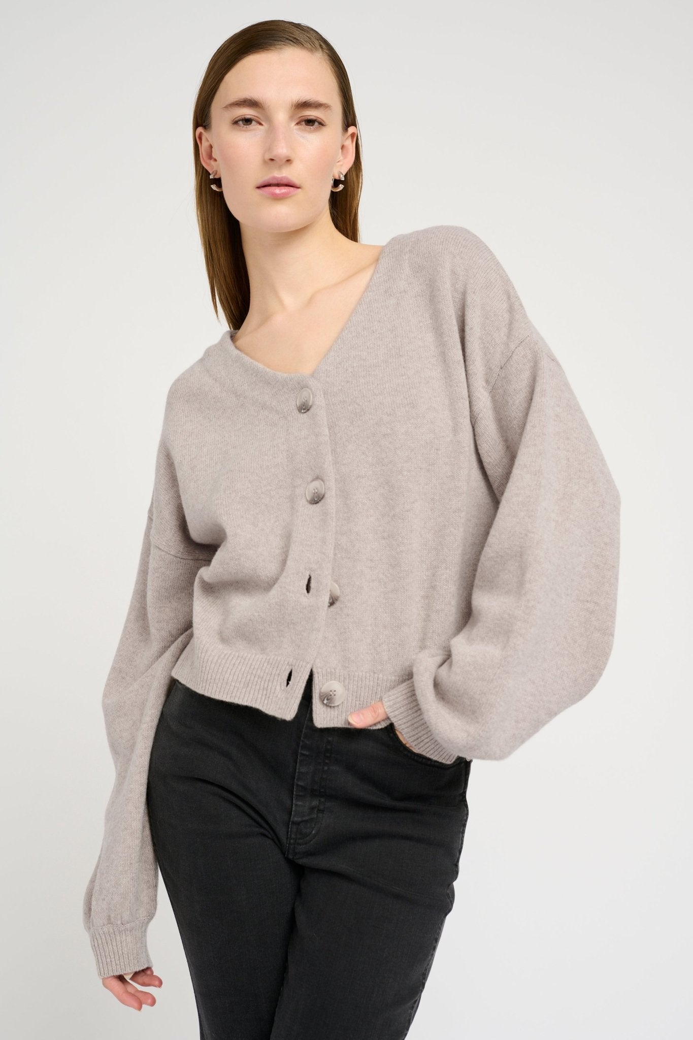 ManziGZ wool cardigan noos string melange - HEY LOU STUDIO