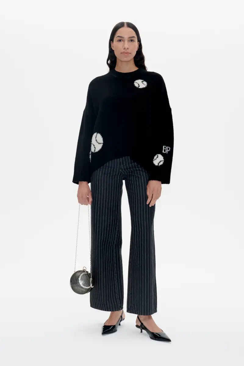 CRISSA black Tennisball Pullover - HEY LOU STUDIO