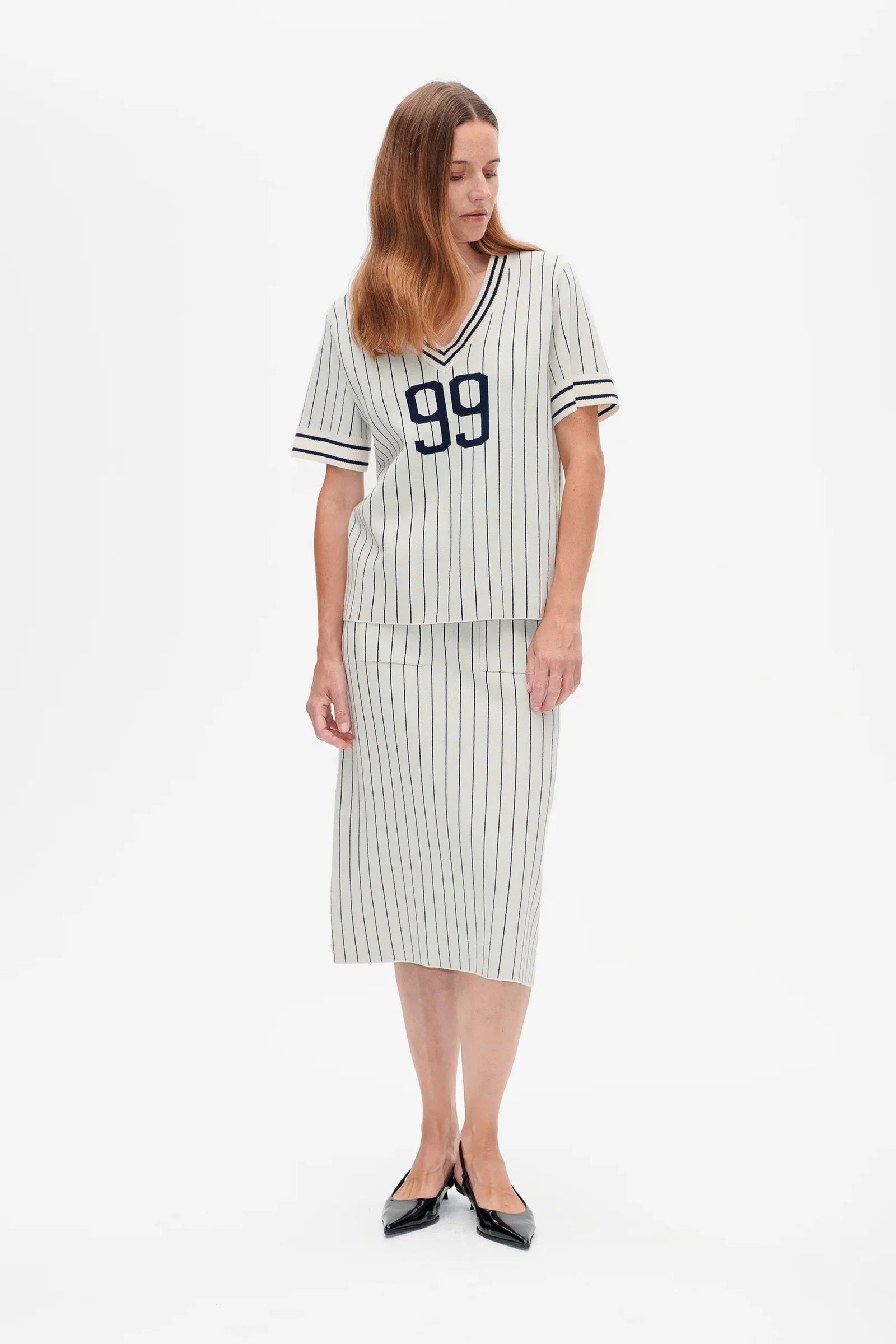 CANNIE Creme Navy stripe - HEY LOU STUDIO
