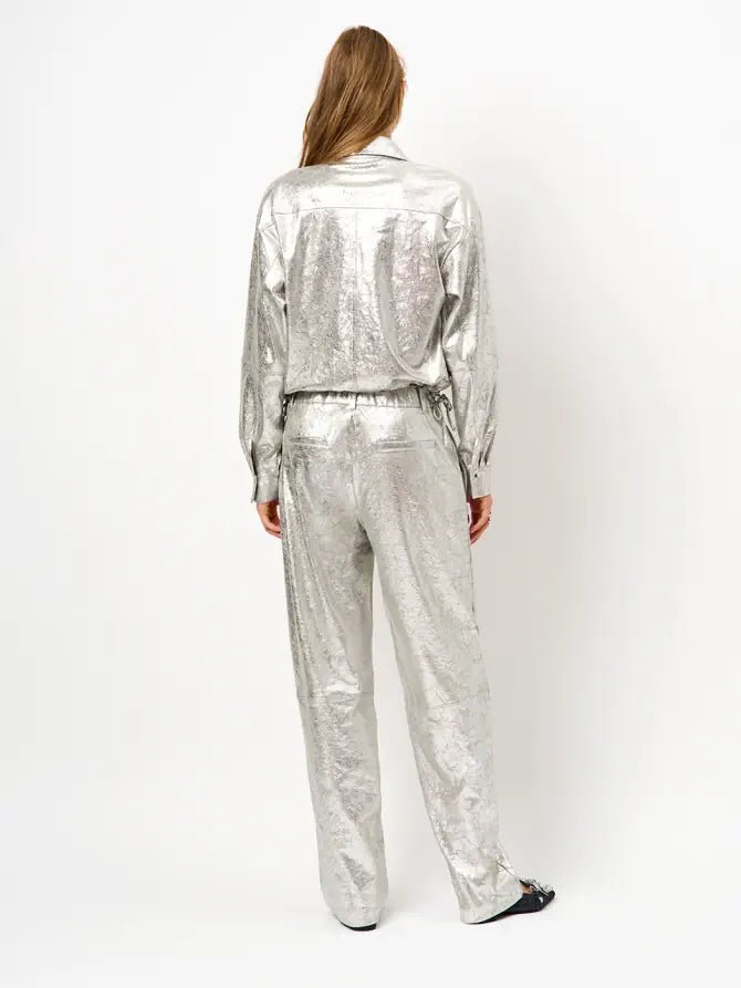 Cheri metallic faux leather pants - HEY LOU STUDIO