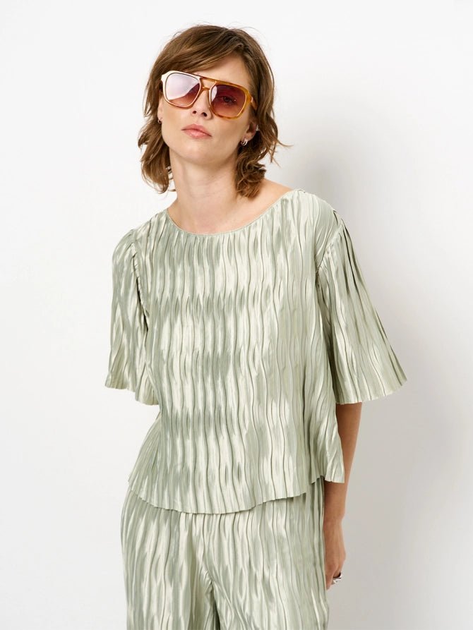 Lelia plisse top - HEY LOU STUDIO