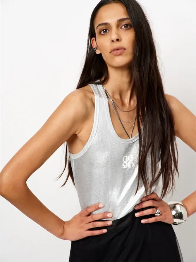 Zora metallic Logo tanktop - HEY LOU STUDIO