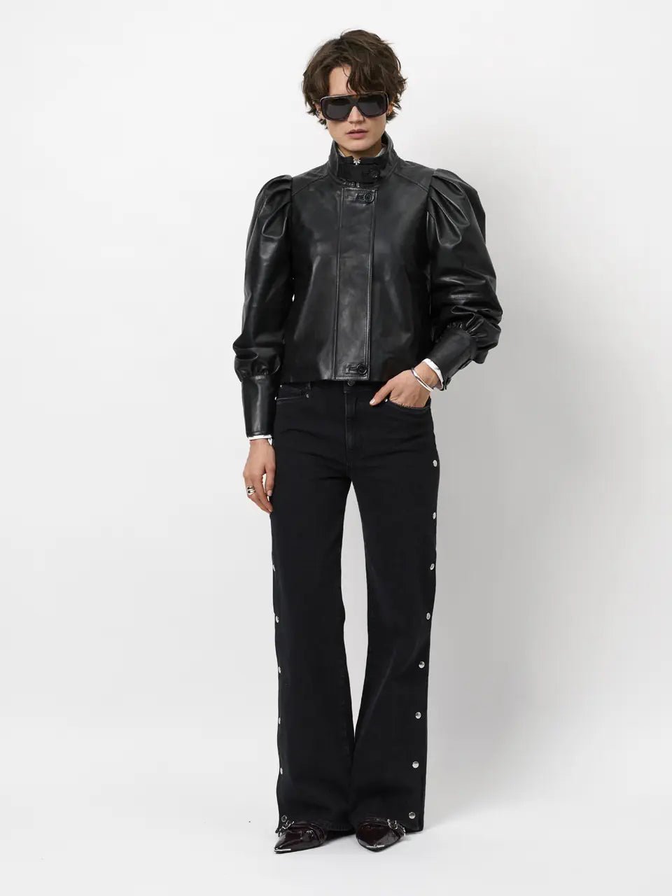 Dante6 - Kyrilo cropped leather jacket - HEY LOU STUDIO