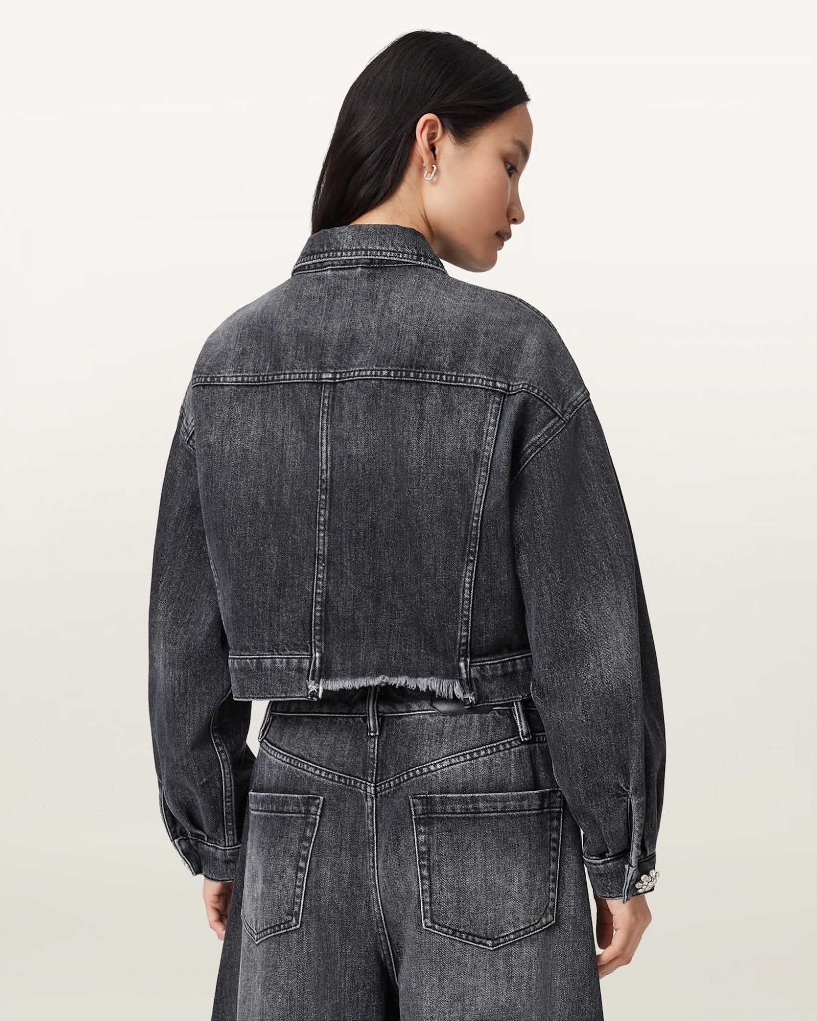 ALLSAINTS Beth Denim Jacket washed black - HEY LOU STUDIO