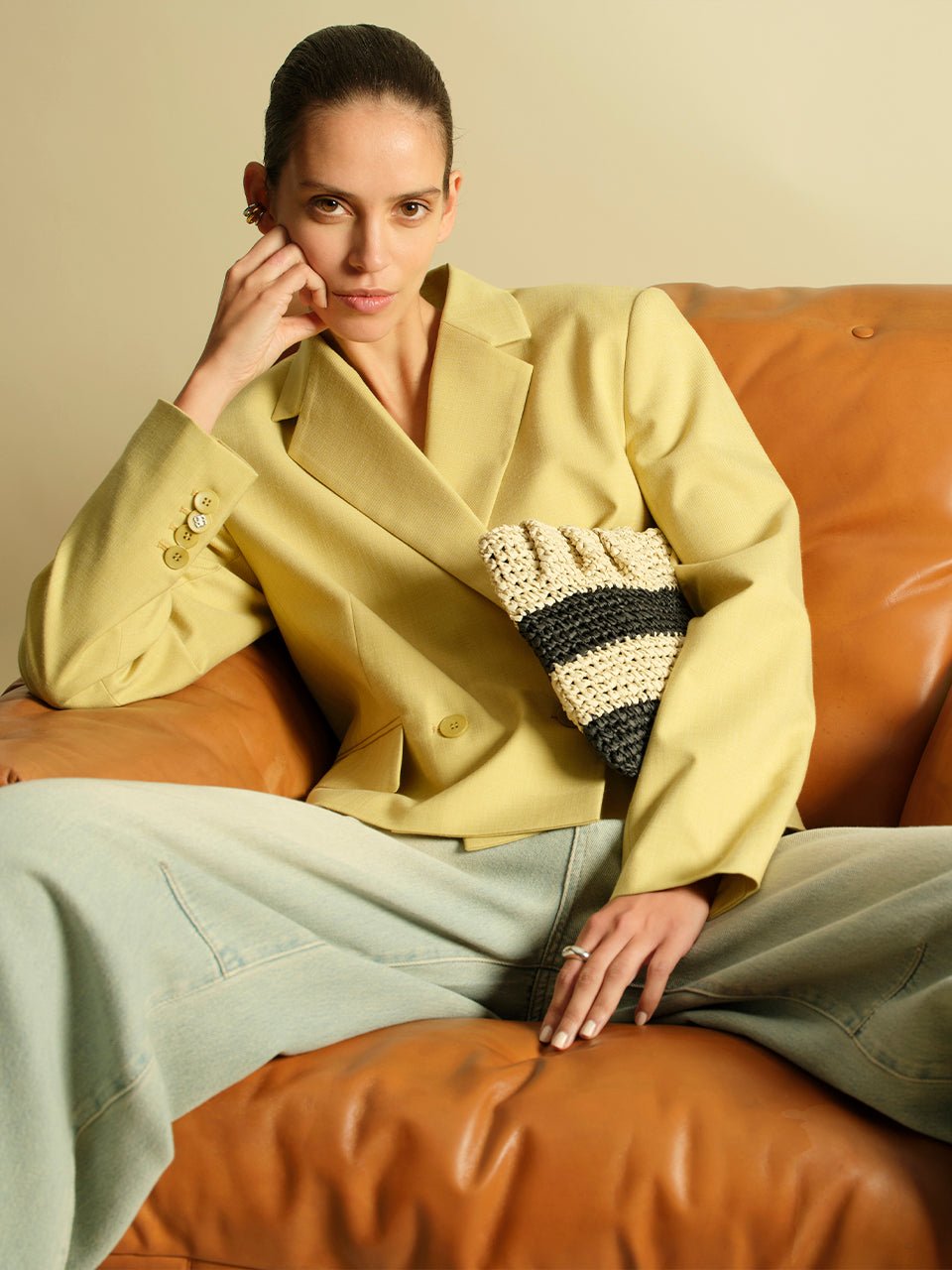 Reyes cropped Blazer - HEY LOU STUDIO