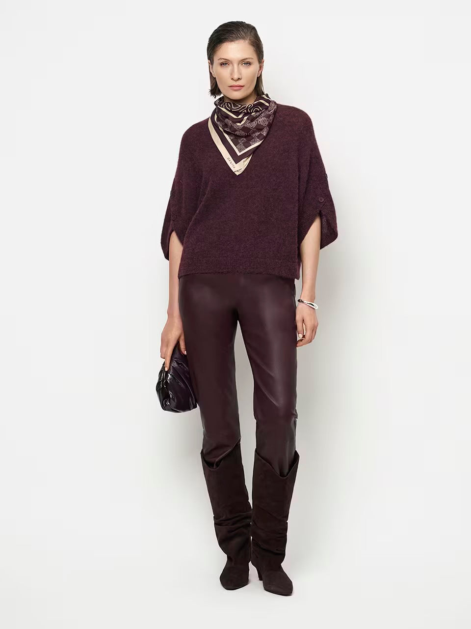 Mahani Cape Pullover dark plum