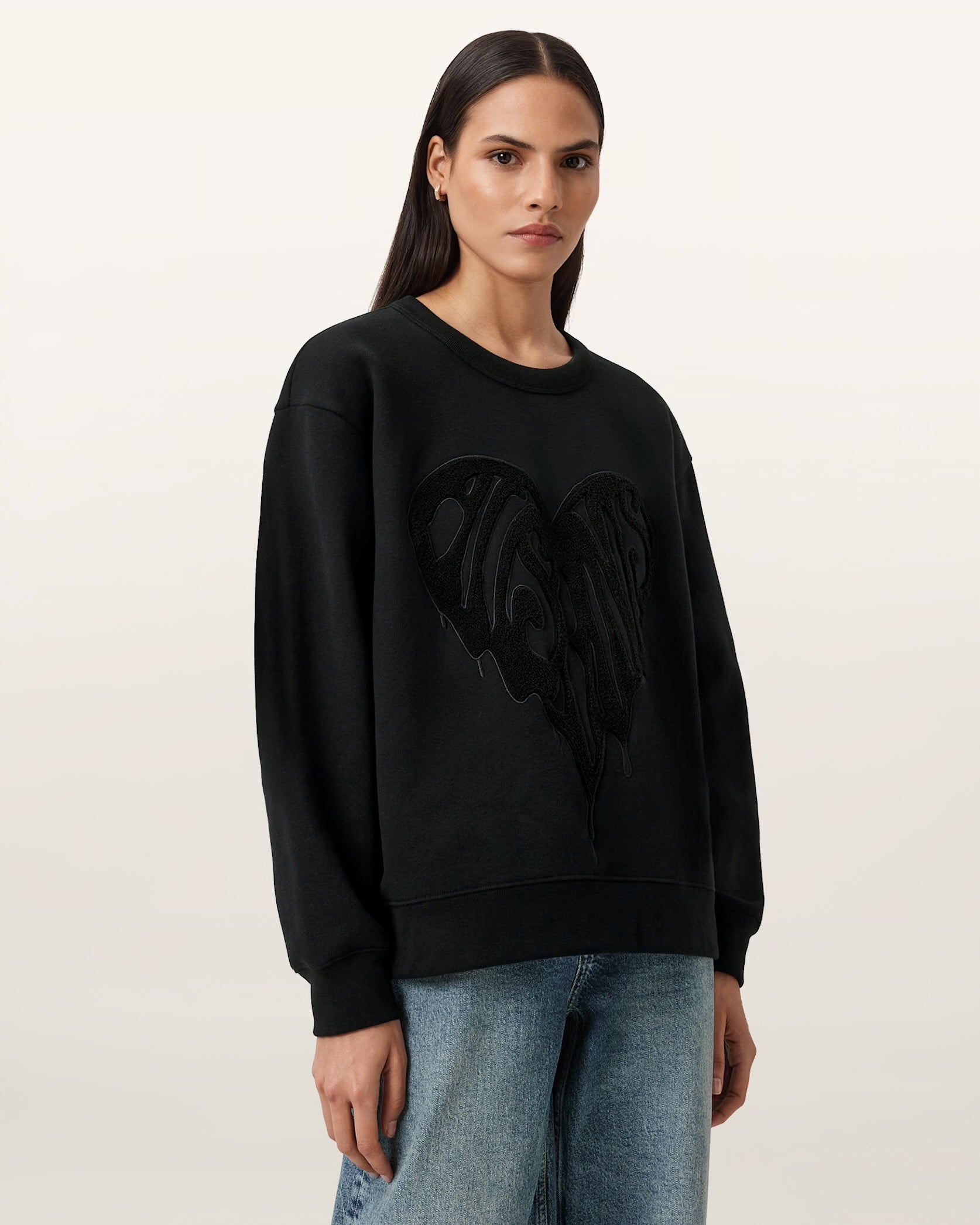 Allsaints Trip Piper Sweat Black - HEY LOU STUDIO