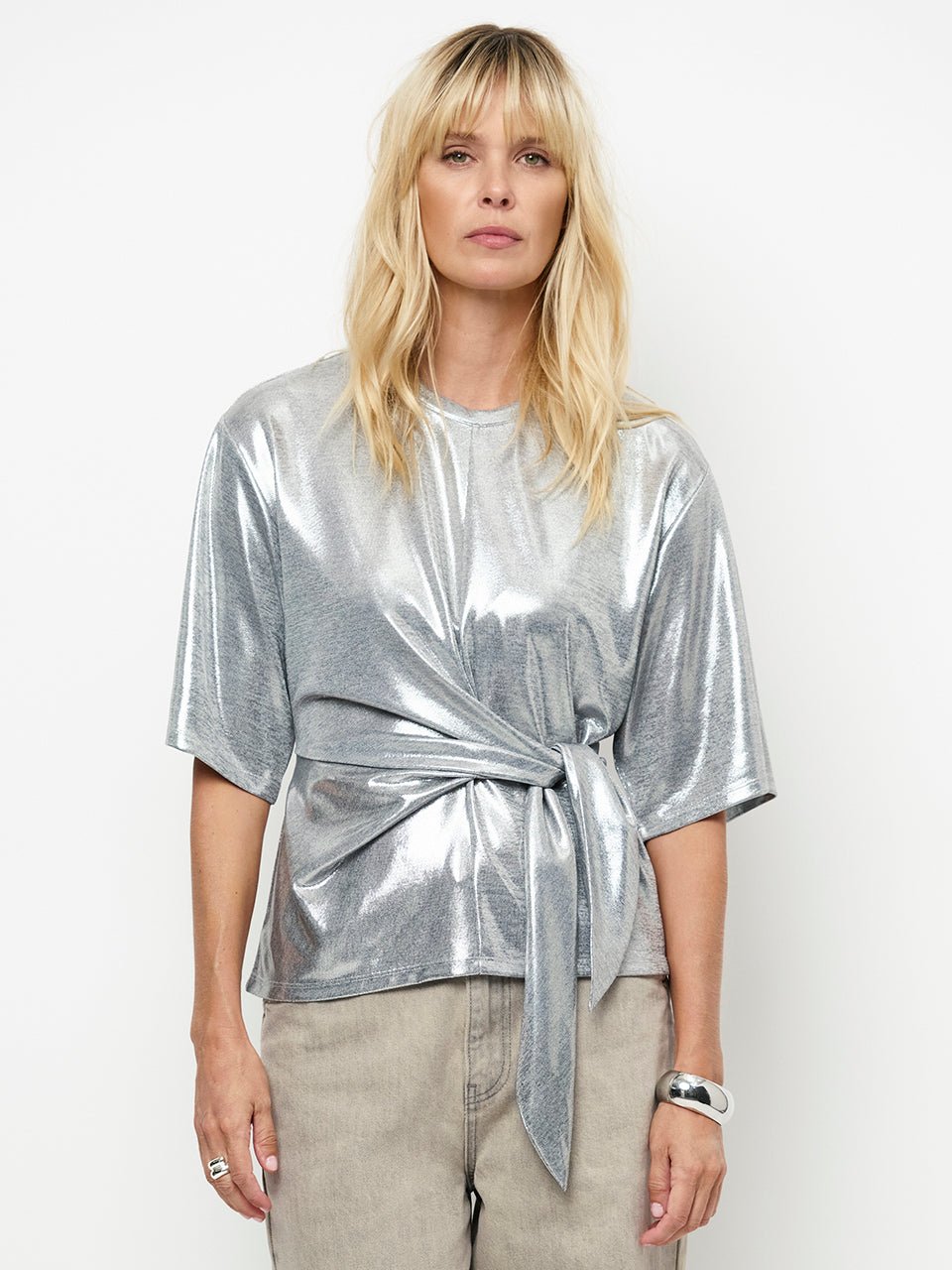 Uxia Metallic Twist Top - HEY LOU STUDIO
