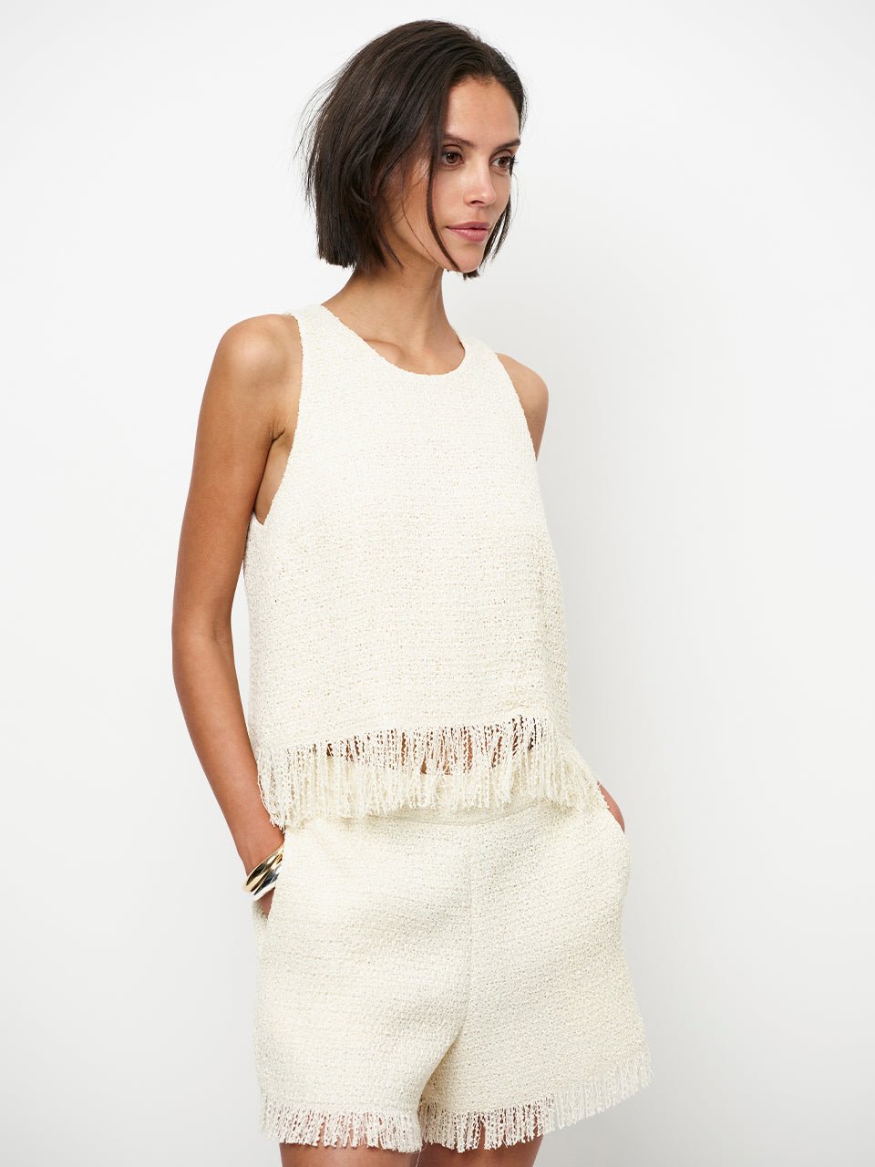 Nolise fringe boucle halter top - HEY LOU STUDIO