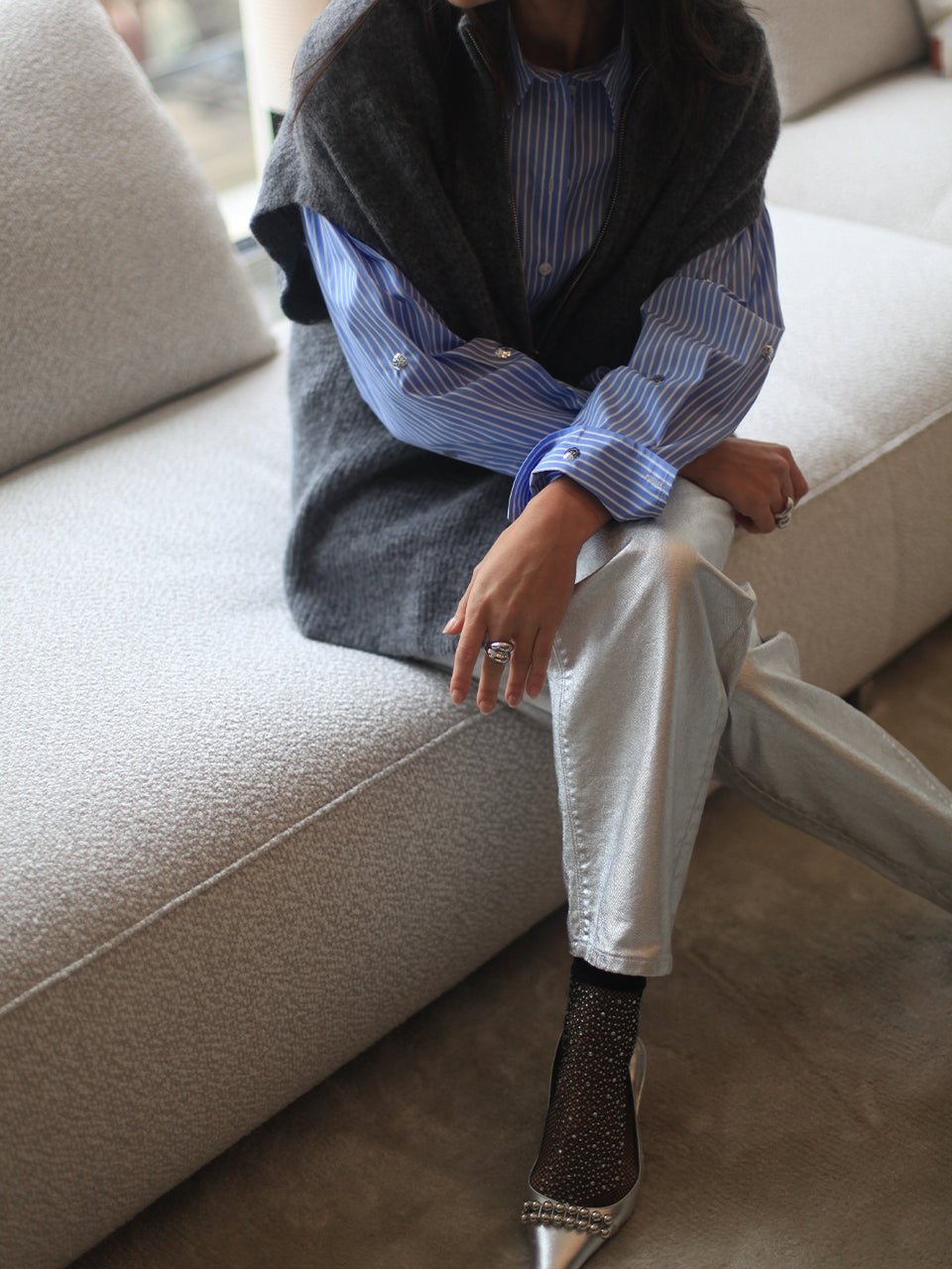 D6 Axelle straight jeans silver - HEY LOU STUDIO