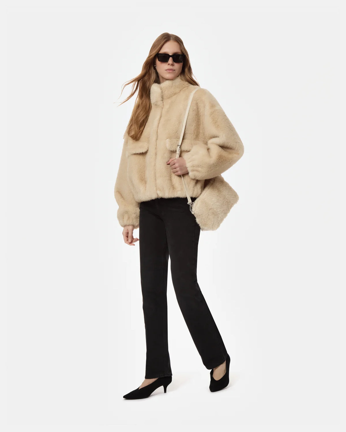 Iris Mink Bomberjacke Latte Multi
