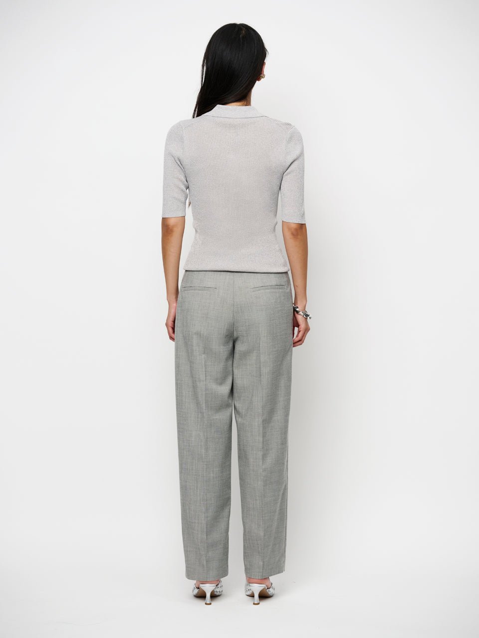 Dante6 Fayza metallic knitted Polo - HEY LOU STUDIO