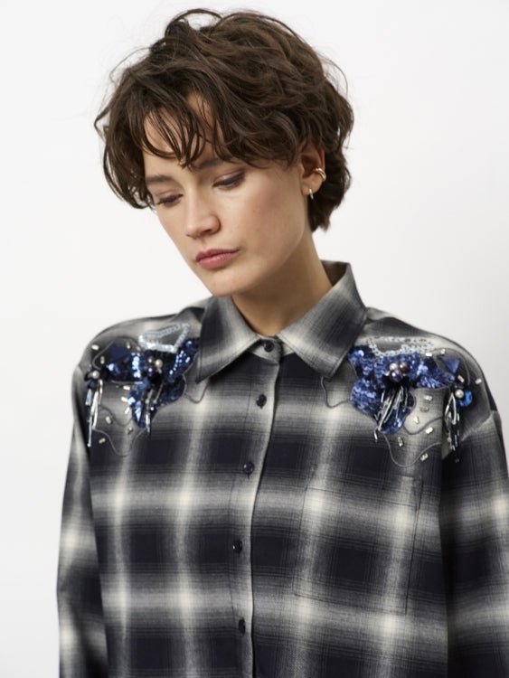 Cropped Check Shirt - HEY LOU STUDIO