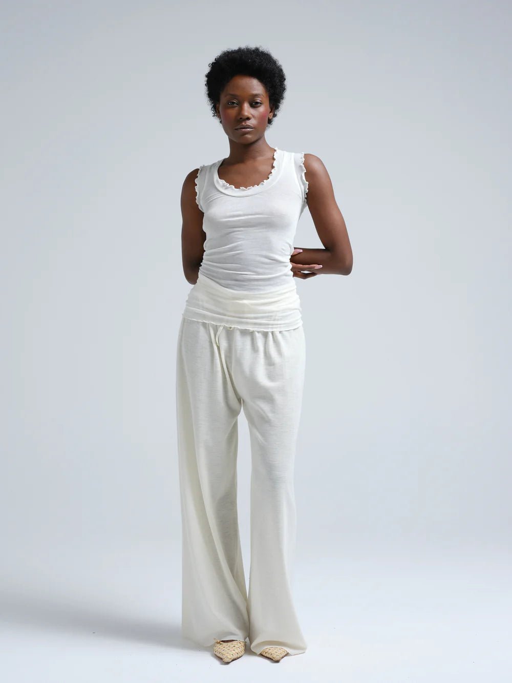 Flounce Top Off - White - HEY LOU STUDIO