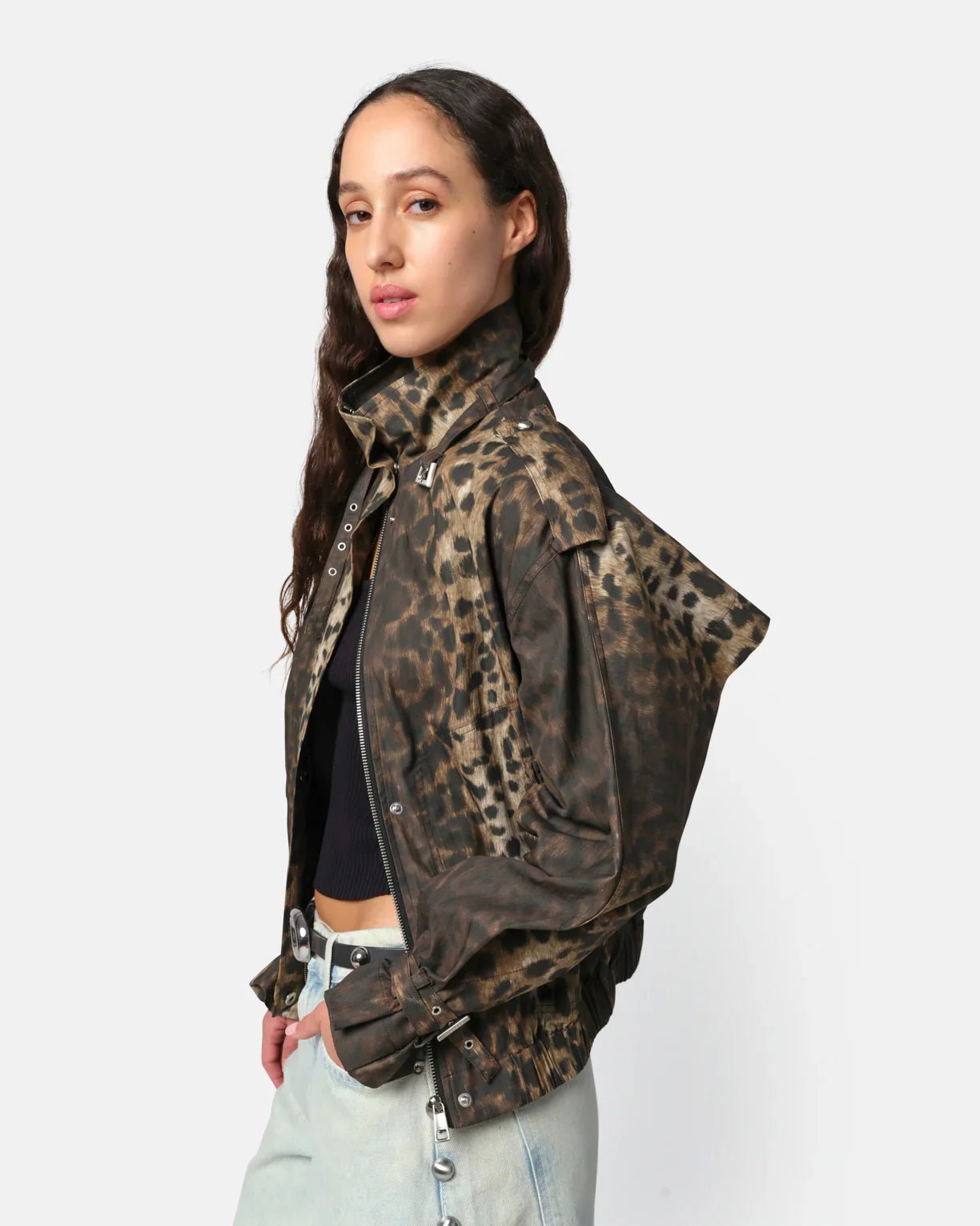 Thea Balloon Jacket Leopard - HEY LOU STUDIO
