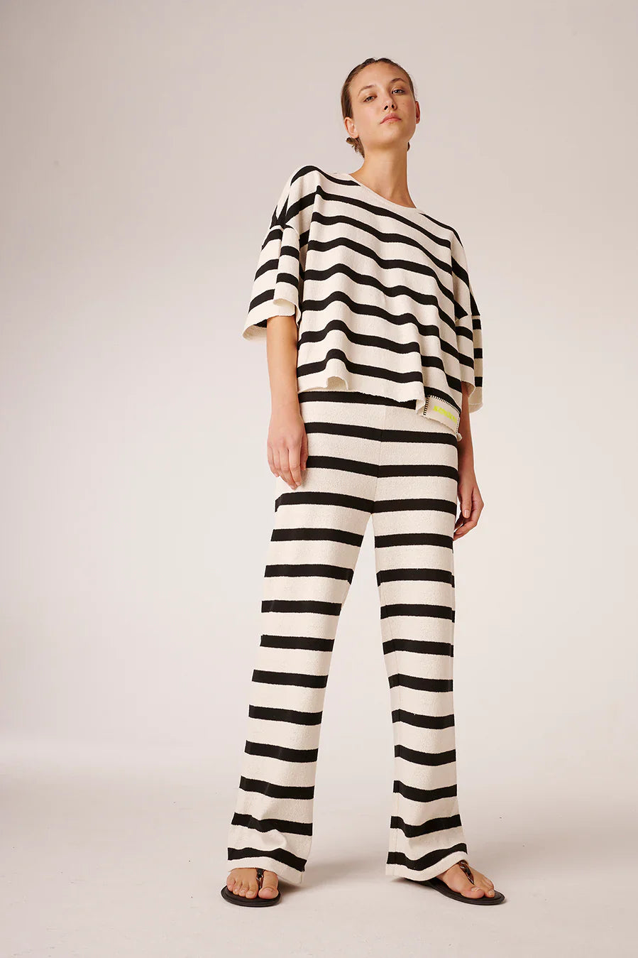 London Stripe Trousers Creme/black
