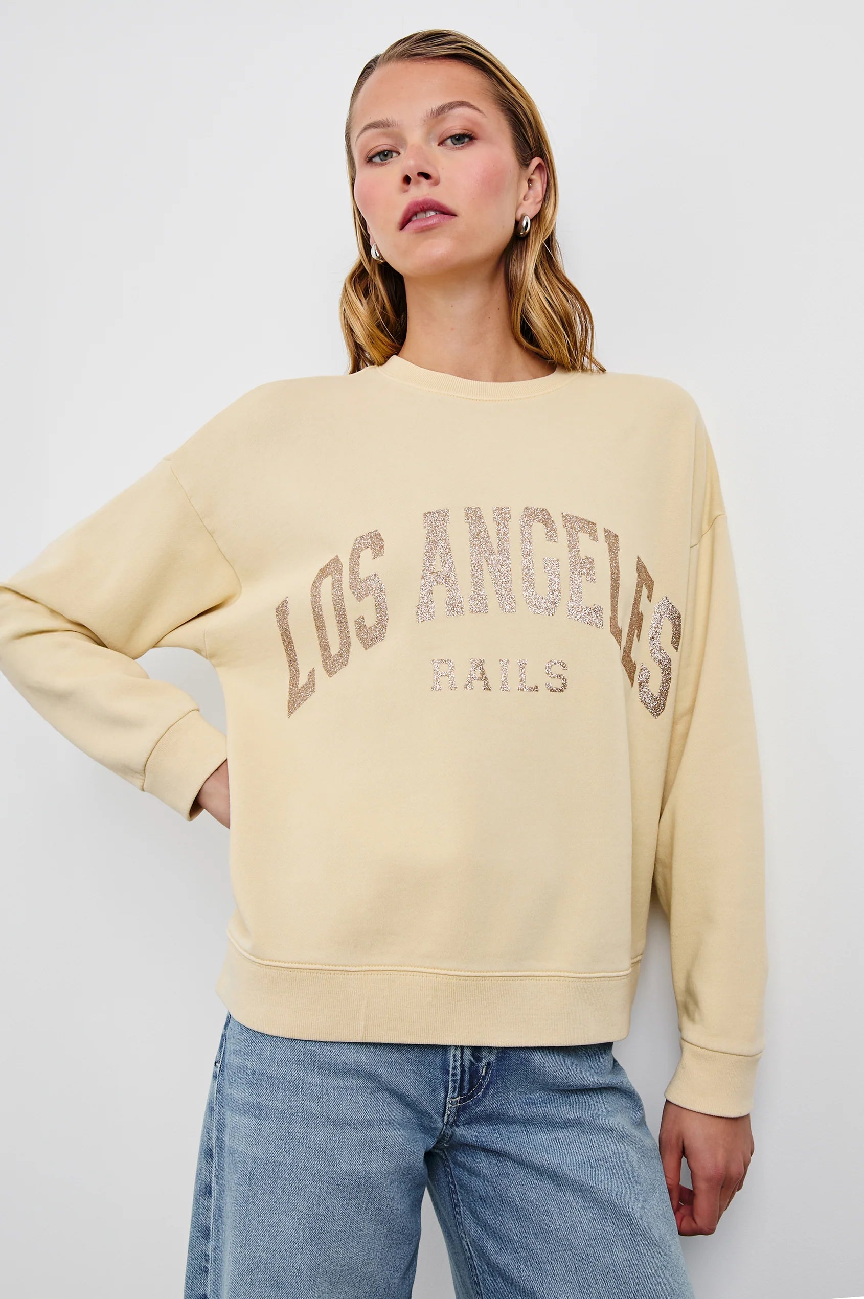 Varsity Sweatshirt gold glitter - HEY LOU STUDIO