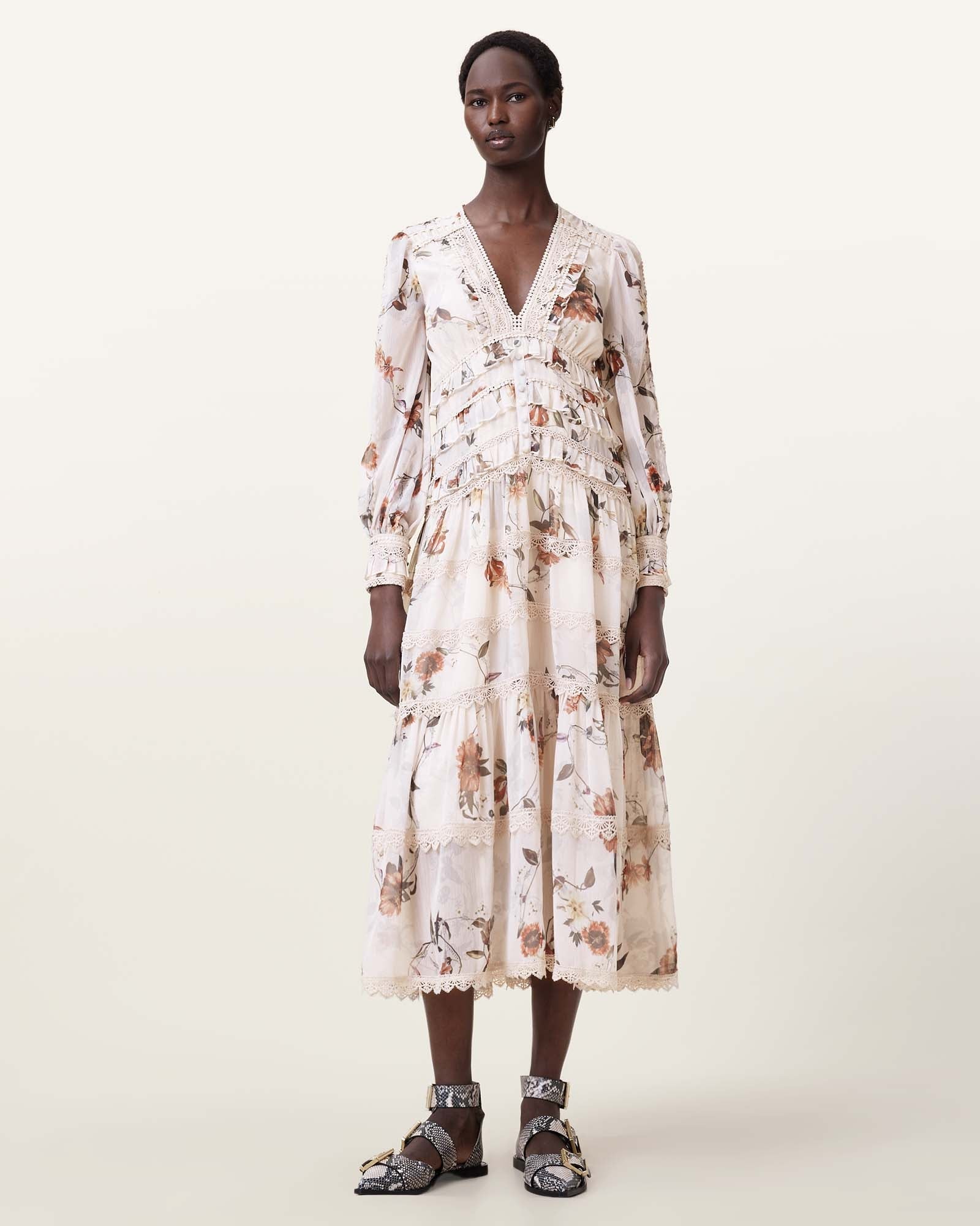 ZORA midi dress unity ecru white UK