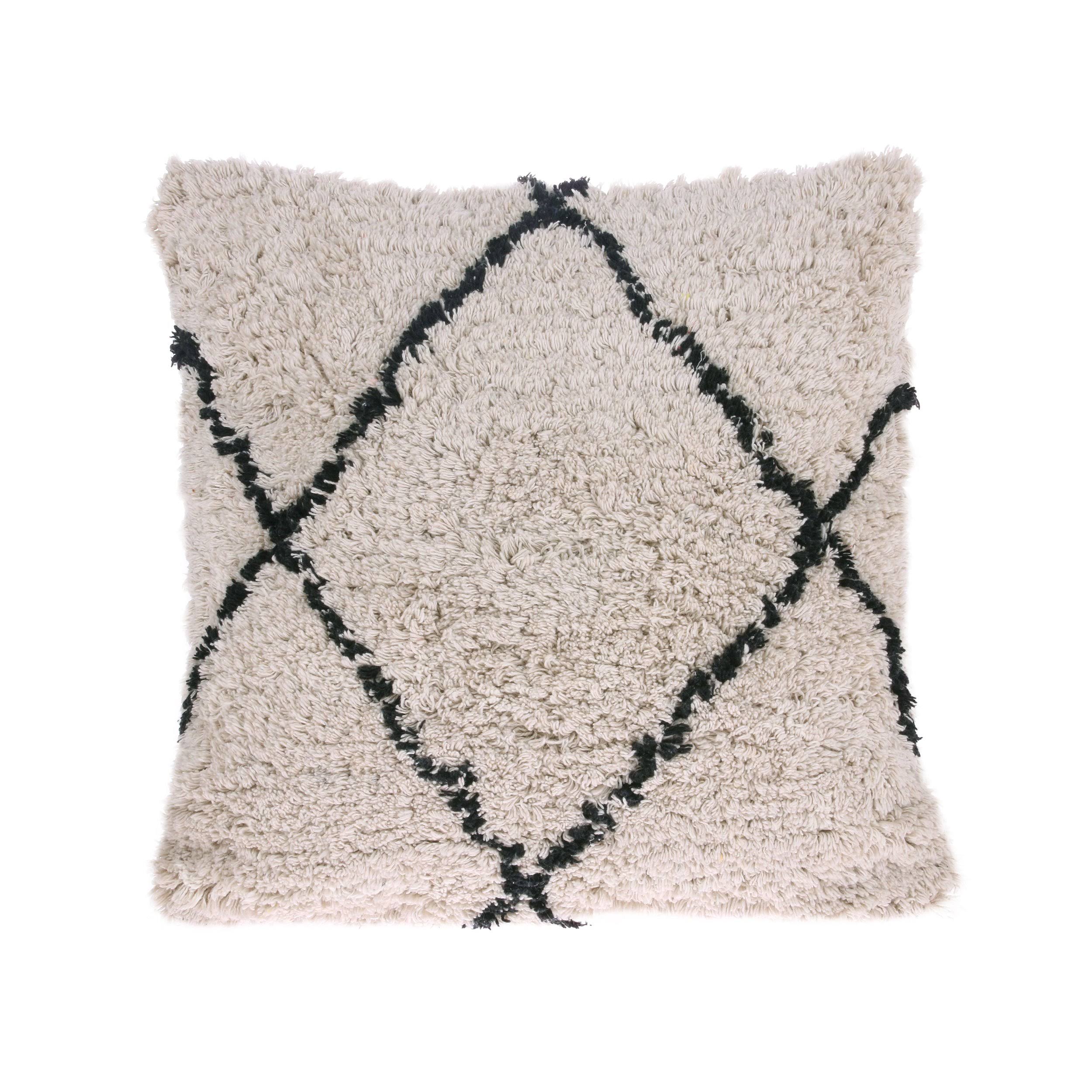 cotton diamond cushion cream/black (50x50)