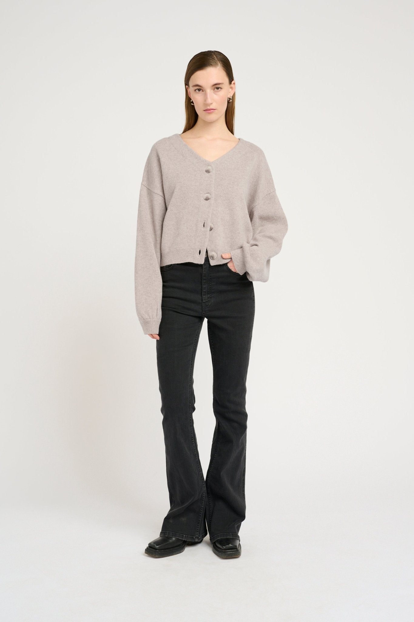 ManziGZ wool cardigan noos string melange - HEY LOU STUDIO