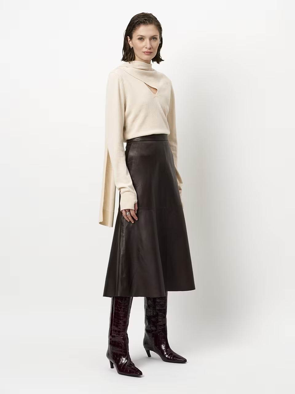 Dante6 Colleen flared leather skirt