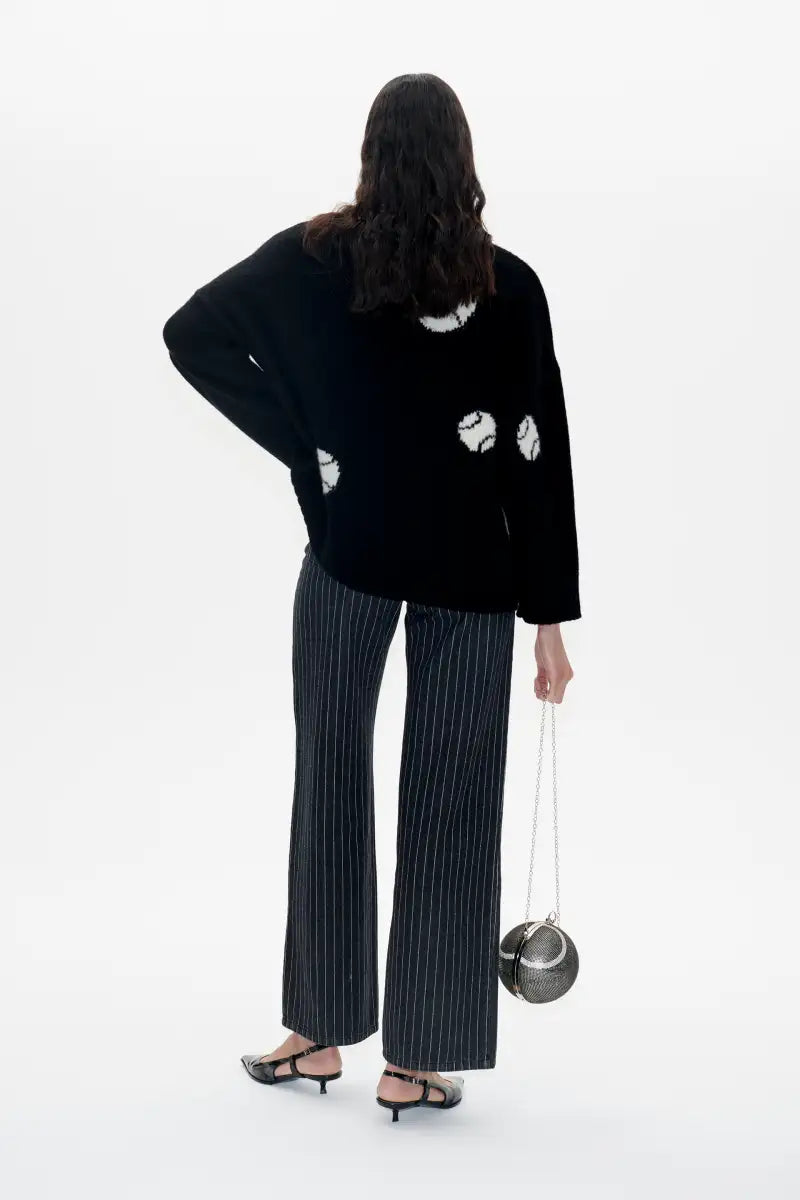 CRISSA black Tennisball Pullover