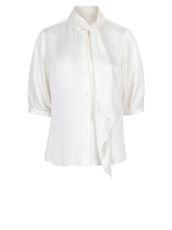 Vaila silk scarf bow blouse ecru