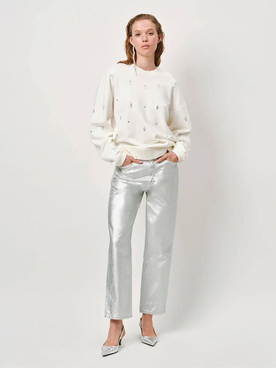 D6 Axelle straight jeans silver