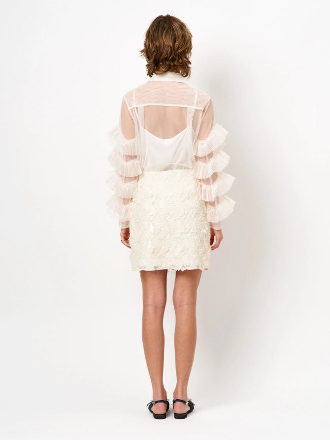 Piers tulle ruffled shirt - HEY LOU STUDIO