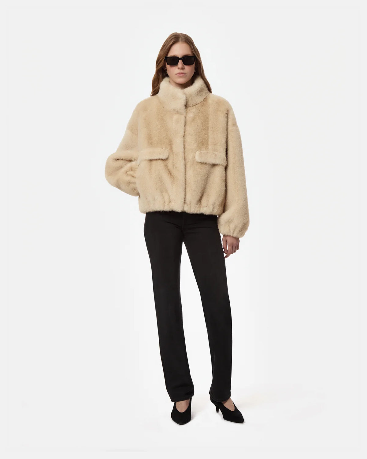Iris Mink Bomberjacke Latte Multi