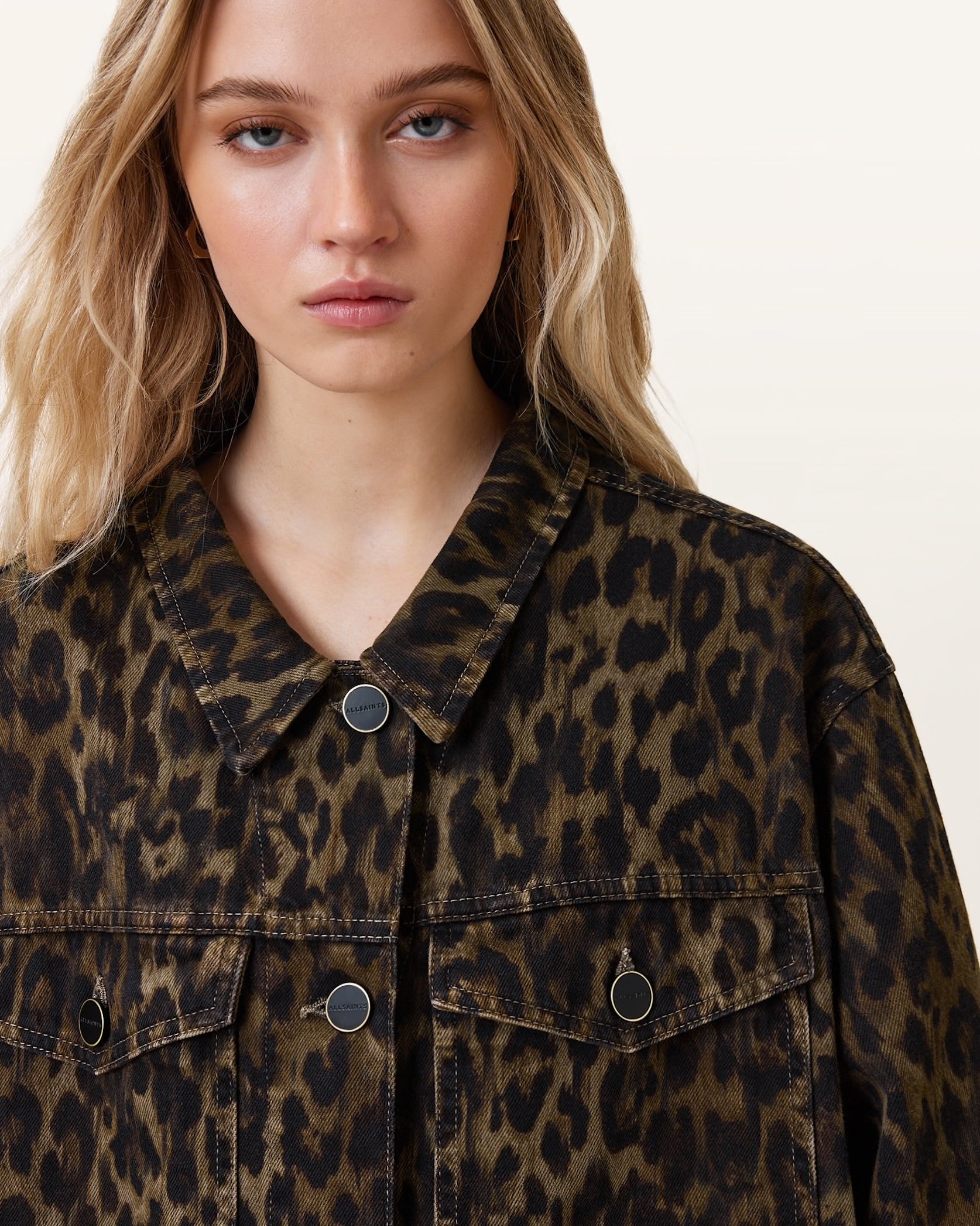 Willow Leopard Denim Jacket - HEY LOU STUDIO