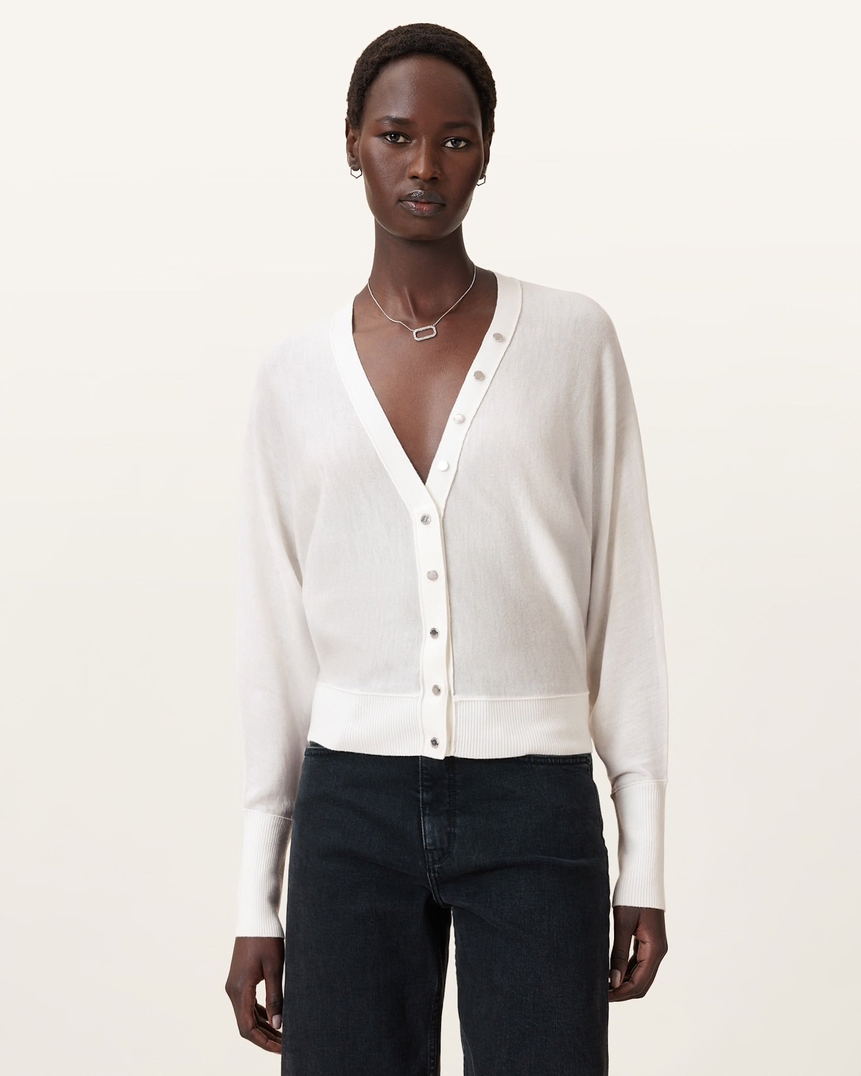 Honor V Cardigan chalk white - HEY LOU STUDIO