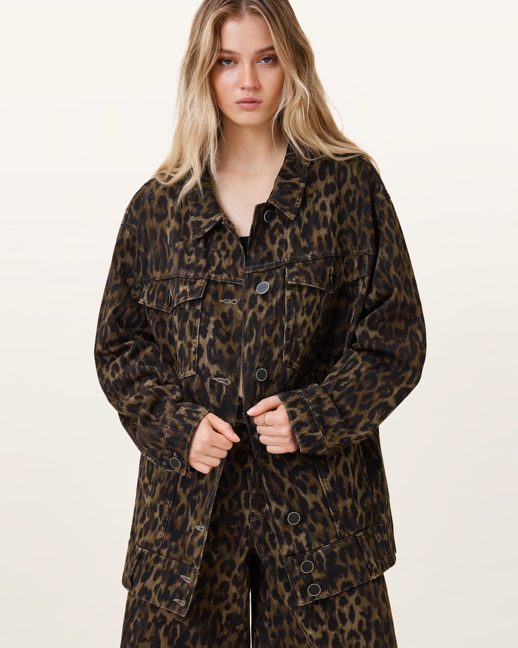 Willow Leopard Denim Jacket - HEY LOU STUDIO