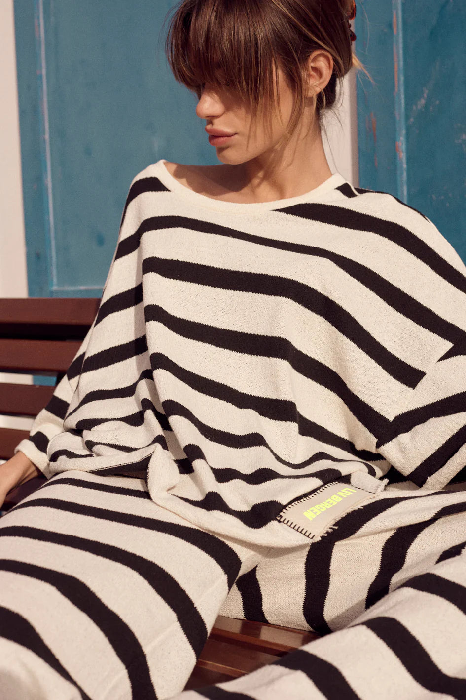 London Stripe Trousers Creme/black