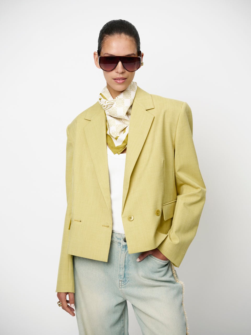 Reyes cropped Blazer - HEY LOU STUDIO