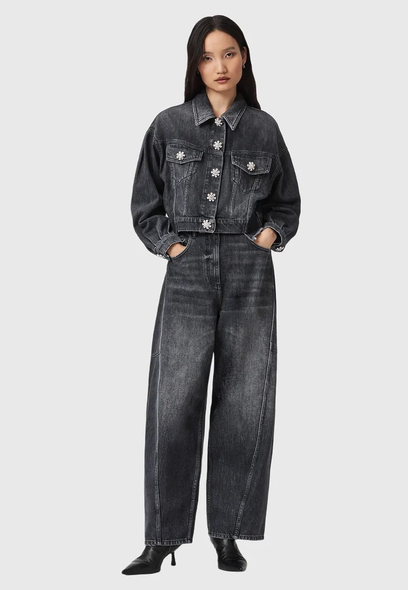 Carter Barrel Jeans washed black - HEY LOU STUDIO