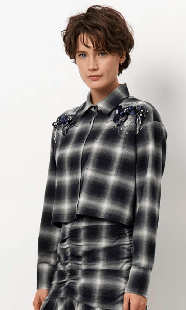Cropped Check Shirt - HEY LOU STUDIO