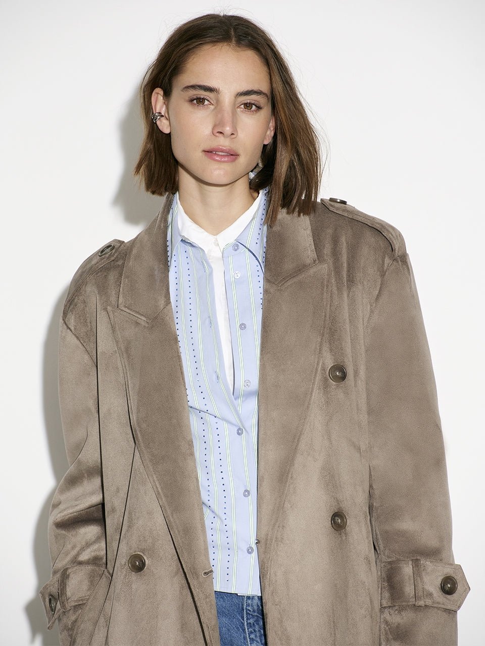 Solen Faux suede Trenchcoat - HEY LOU STUDIO