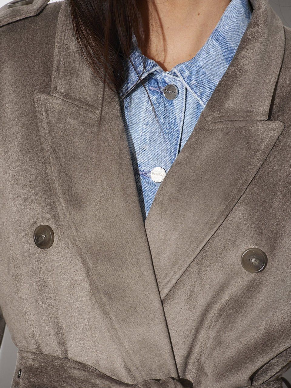 Solen Faux suede Trenchcoat - HEY LOU STUDIO