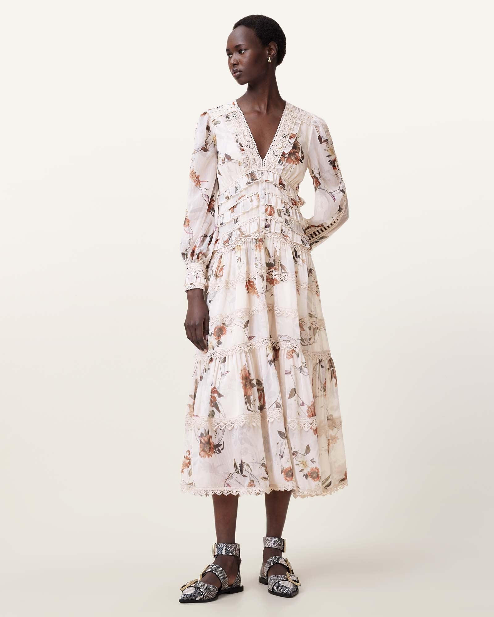 ZORA midi dress unity ecru white UK