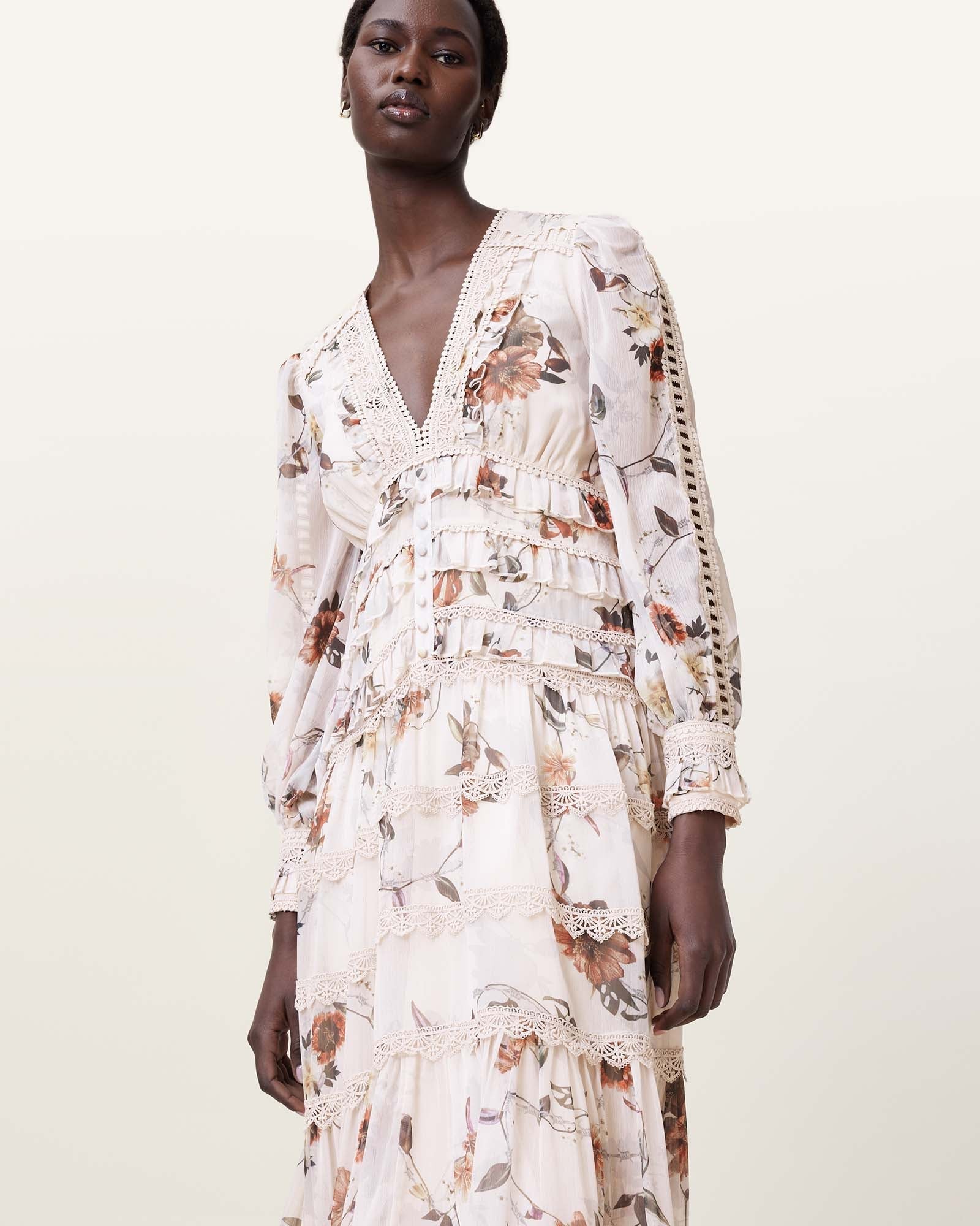 ZORA midi dress unity ecru white UK
