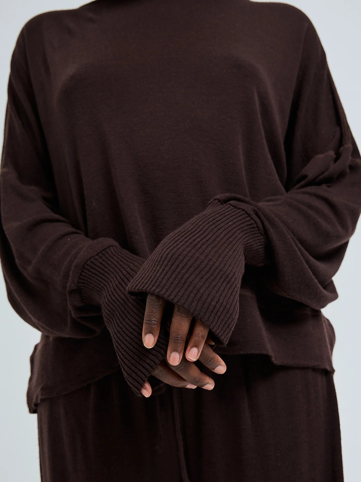 Woolen Sporty Sweat dark brown